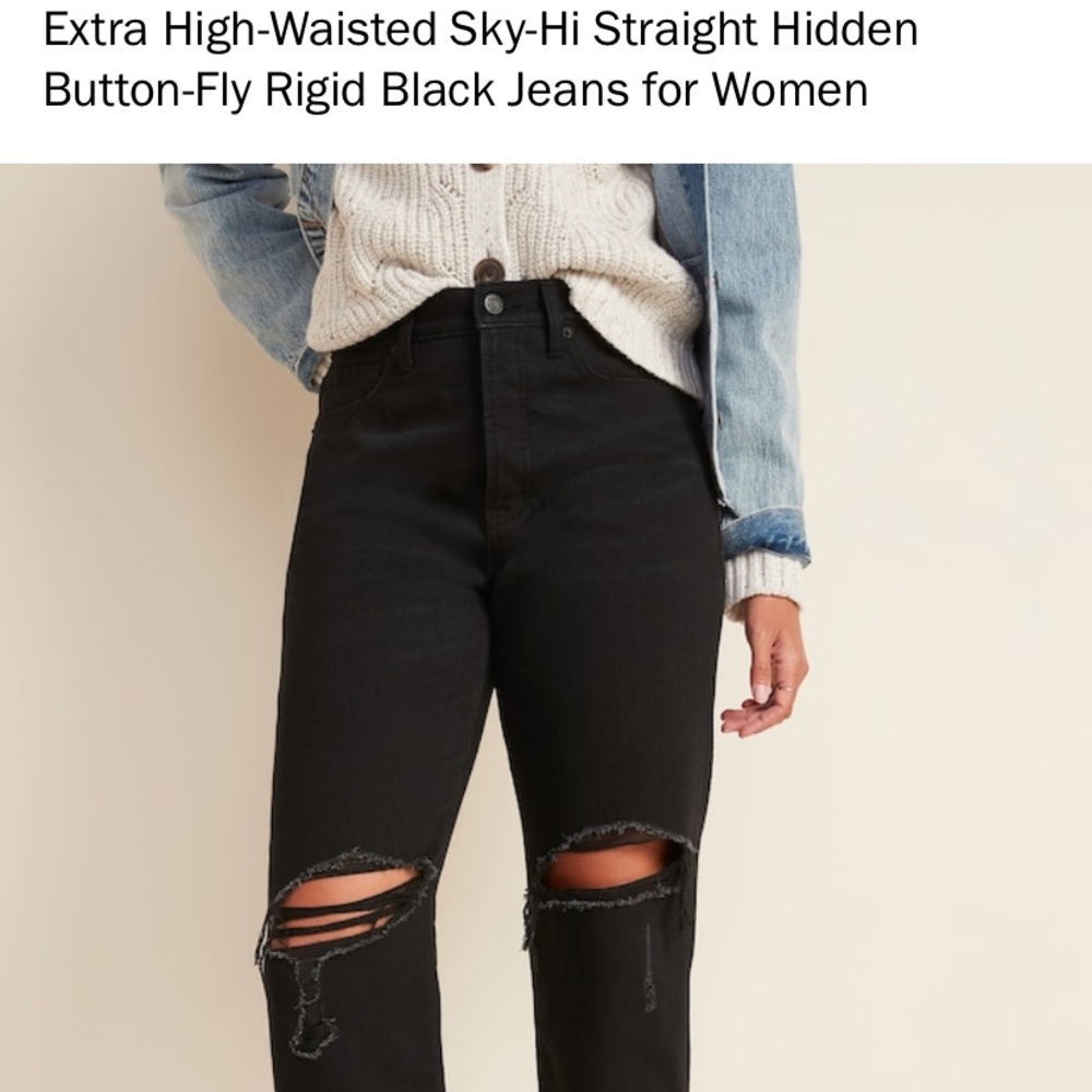 NWT OldNavy extra high waisted ripped black denim